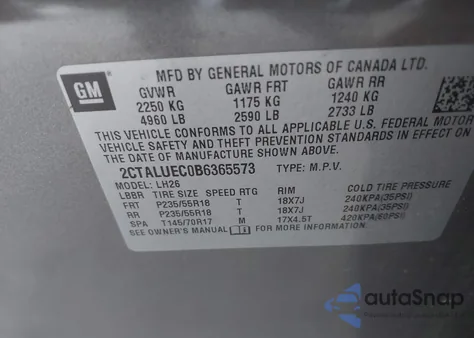 2011 GMC Terrain Slt-1 z USA, uszkodzony, nr VIN 2CTALUEC0B6365573